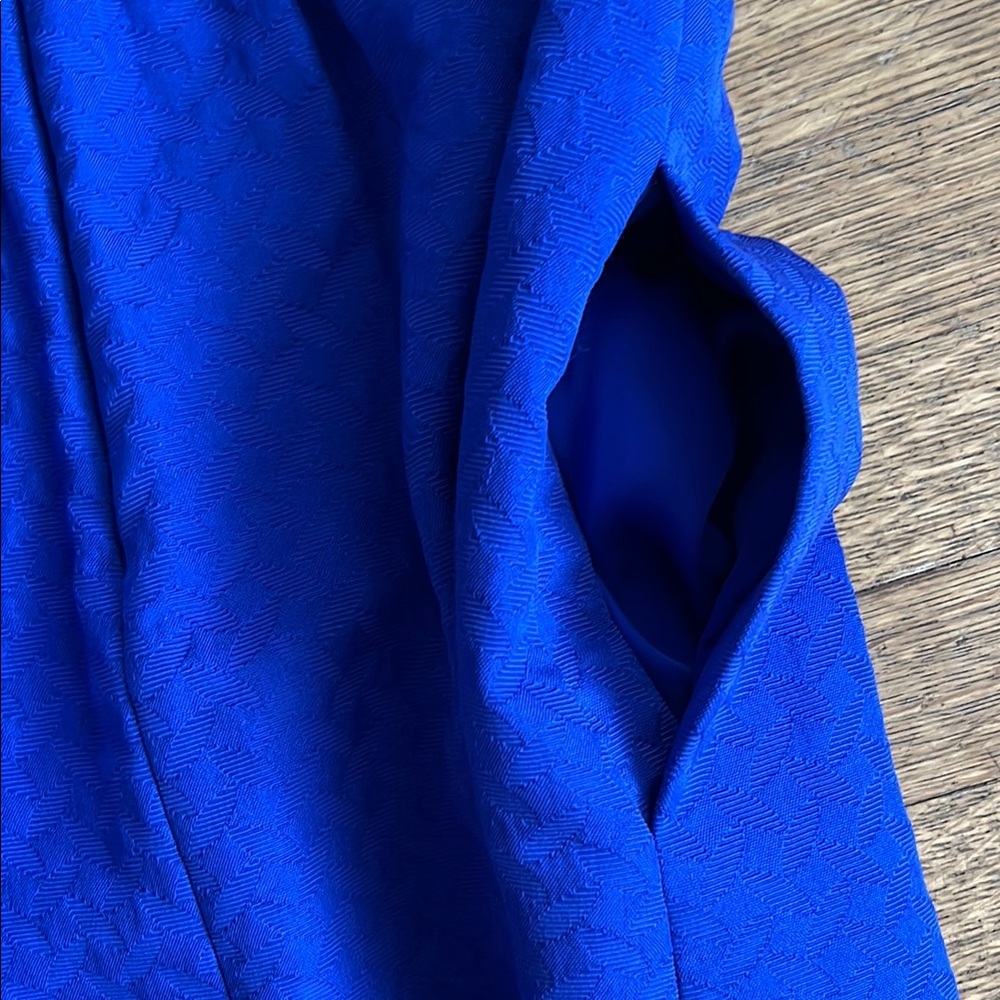 Blue Anthropologie Dress, flattering waistline, textured fabric, pockets! - Picture 8 of 9